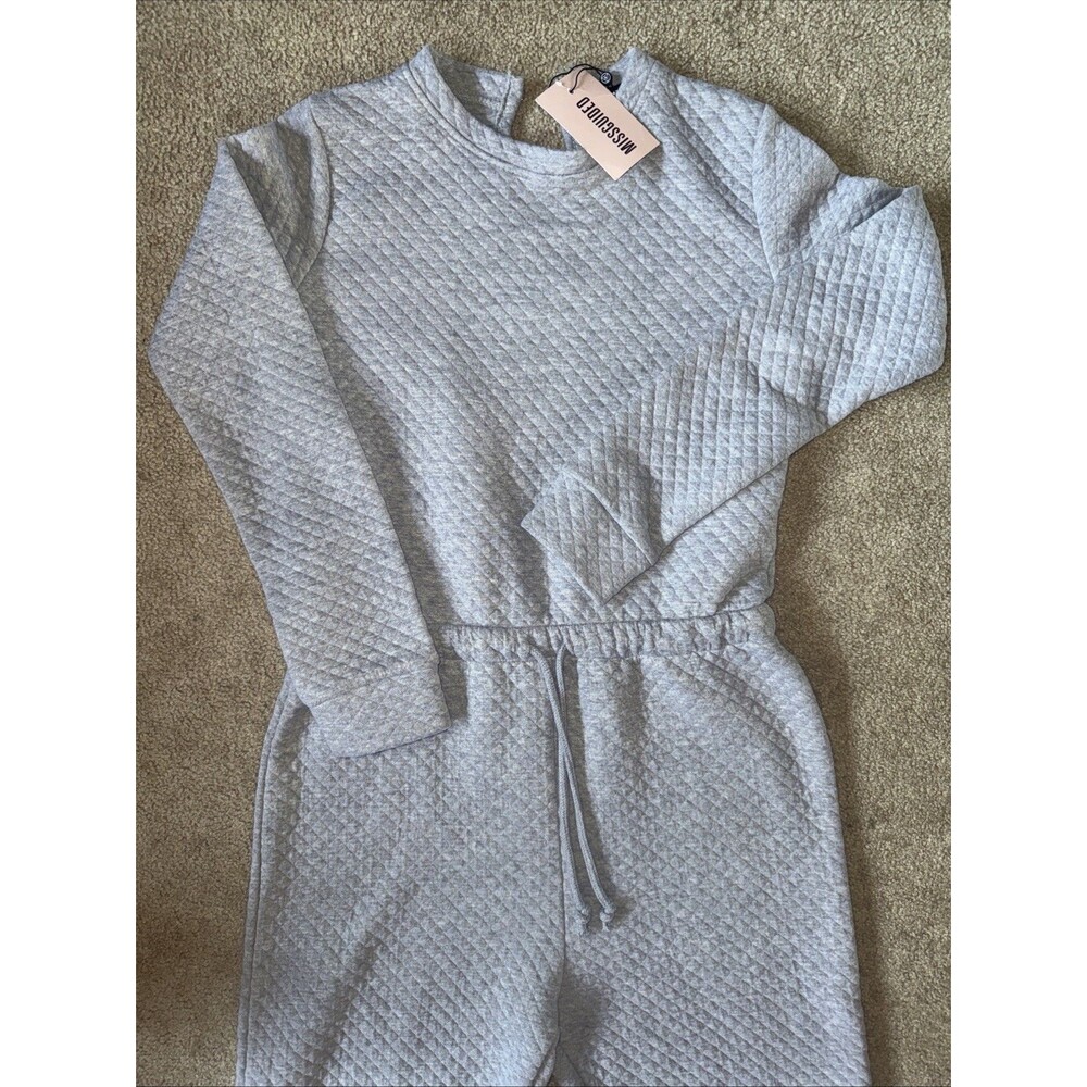 Missguided Gray Quilted Sweater Drawstring Jumpsuit Women’s US 4 NWT Lounge